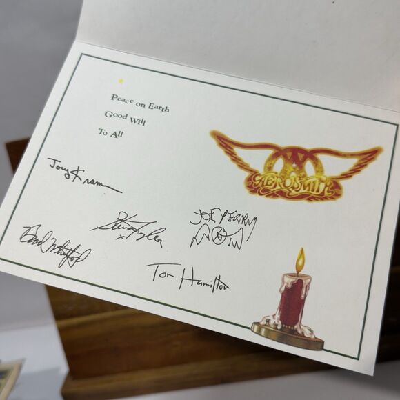 RARE Aerosmith Christmas Card w/ Facsimile Signatures Steven Tyler Joe Perry - Picture 2 of 5